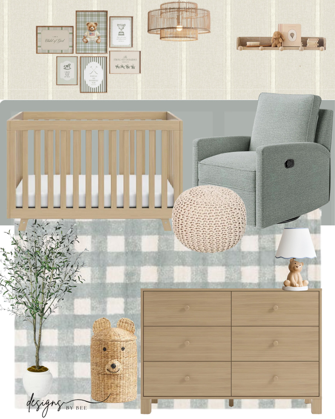 Baby boy nursery, nursery decor, bear decor, light wood crib, nursery crib, nursery rug  

 #LTKHome #LTKBaby #LTKKids