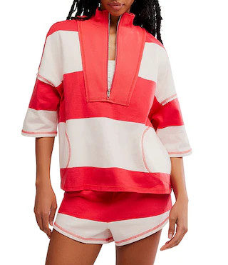 FP Movement Retro Rugby Stripe Pattern Quarter Zip Short Sleeve Short Set | Dillard's | Dillard's