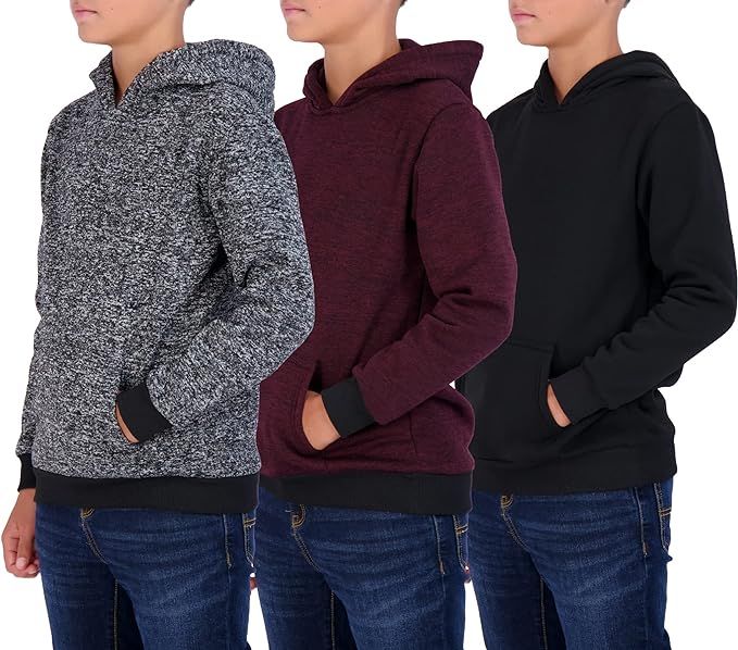 Real Essentials 3 Pack: Youth Fleece Long Sleeve Soft Pullover Hoodie Sweatshirt - Boys & Girls | Amazon (US)
