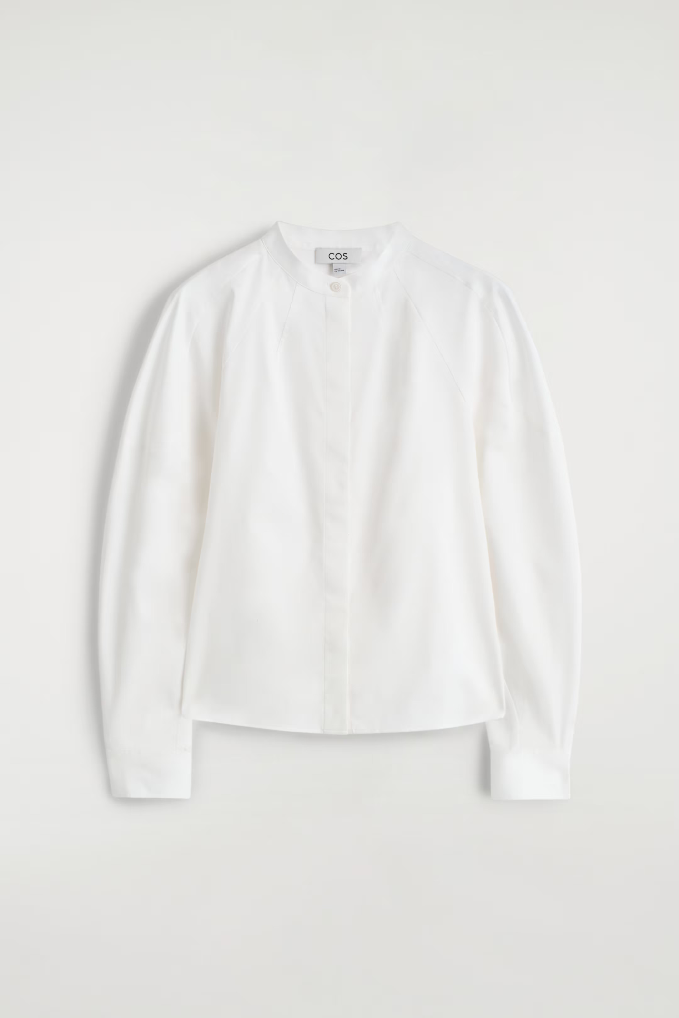 COLLARLESS COTTON SHIRT - WHITE | COS US | COS (US)