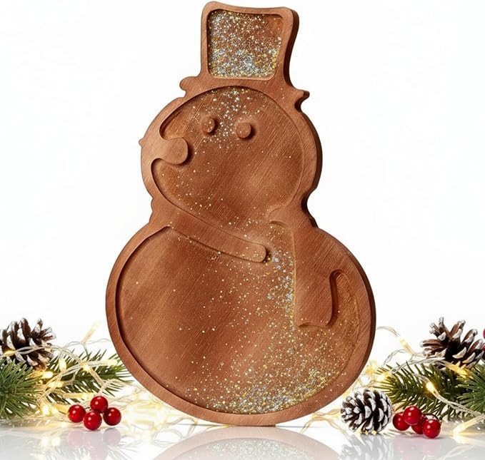 Maxcheck Snowman Christmas Serving Tray Platter Charcuterie Board Christmas Wood Serving Dish Cut... | Amazon (US)