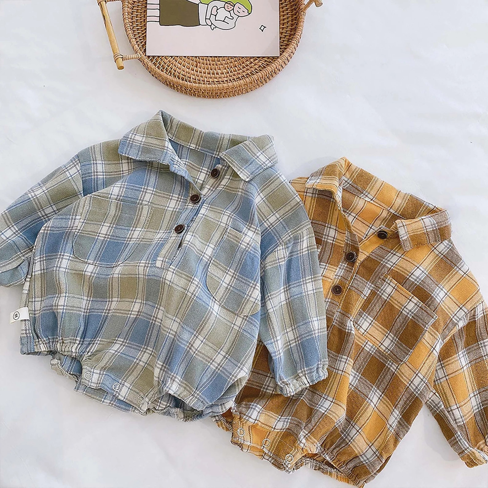 Plaid Baby Romper Flannel Romper Oversized Onesie Bubble | Etsy | Etsy (US)