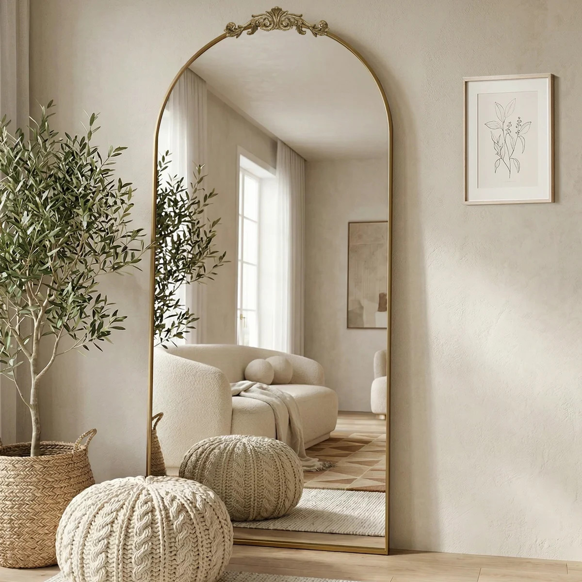 Oversized Vintage Arch Accent Full Length Wall/Floor Mirror | Wayfair North America