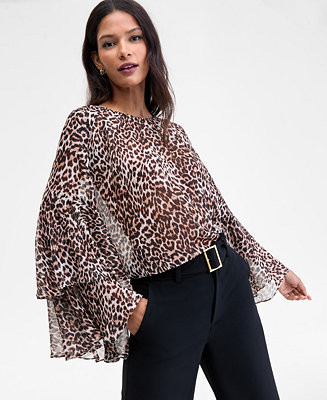 I.N.C. International Concepts Women's Ruffle-Trim Bell-Sleeve Blouse, P/XS-3X, Macy's Exclusive -... | Macy's