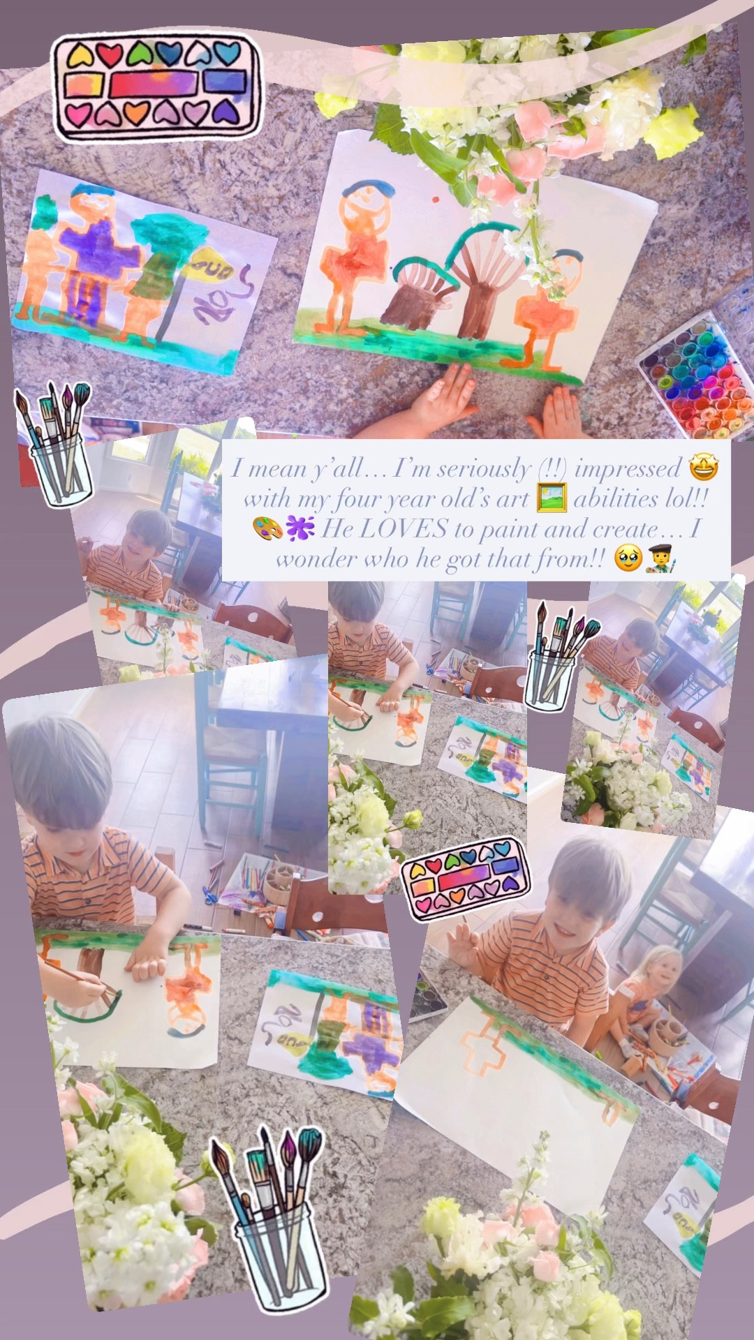 I mean y’all… I’m seriously (!!) impressed 🤩 with my four year old’s art 🖼️ abilities lol!! 🎨🫟 He LOVES to paint and create… I wonder who he got that from!! 🥹🧑‍🎨