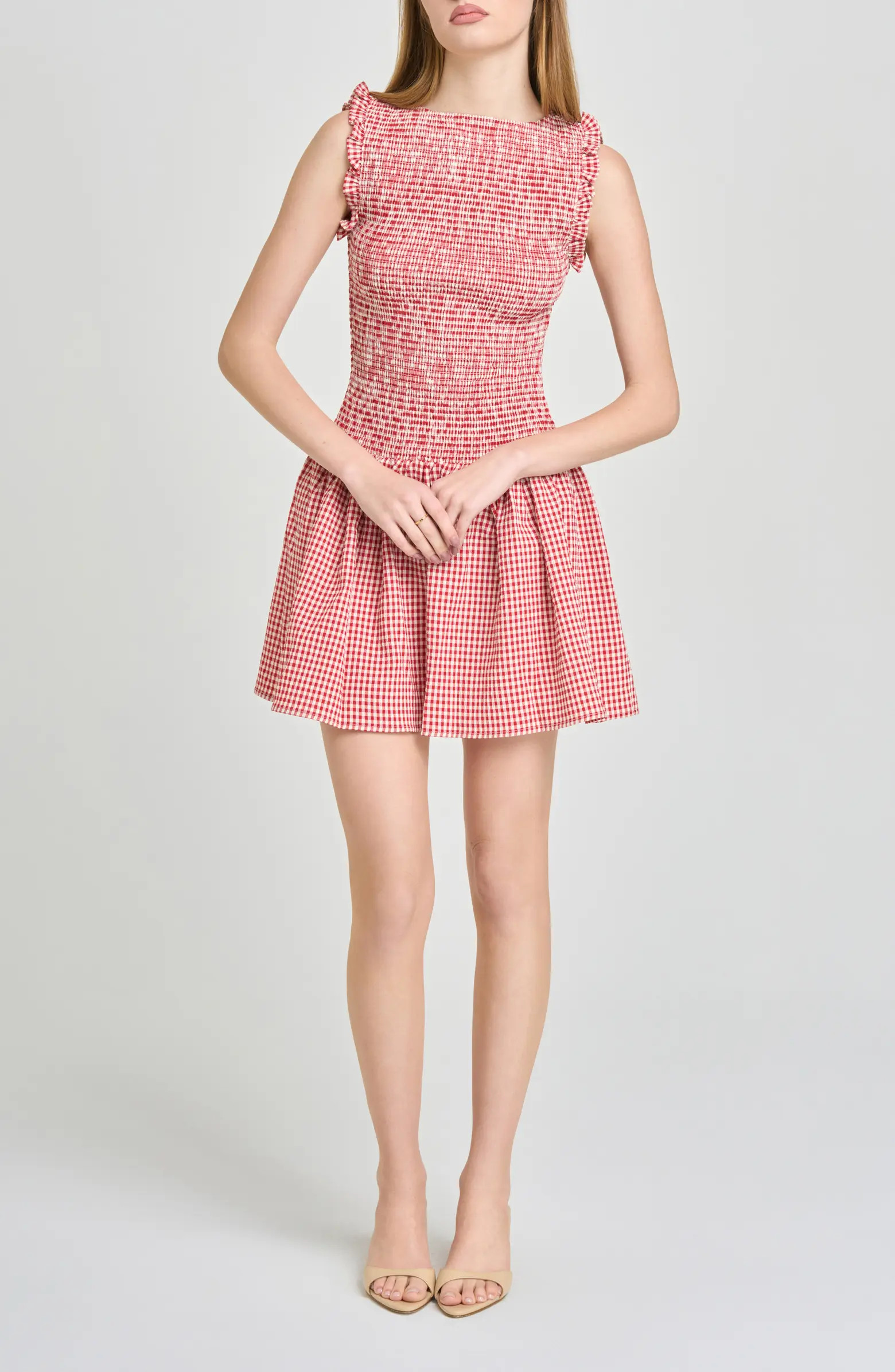Esme Gingham Smocked Bodice Drop Waist Minidress | Nordstrom