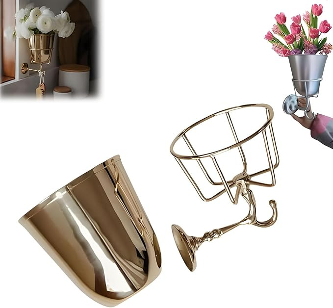 Handcrafted Opal Wall Vessel, Vintage Brass Container Vase, Wall Mounted Vases for Flowers, Multi... | Amazon (US)