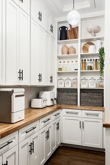 Pantry storage and organization food storage baskets anchor hocking jars nugget ice maker beautiful white countertop appliances small appliances Walmart and drew Barrymore dream pantry kitchen must haves 

#LTKhome #LTKfindsunder50 #LTKstyletip