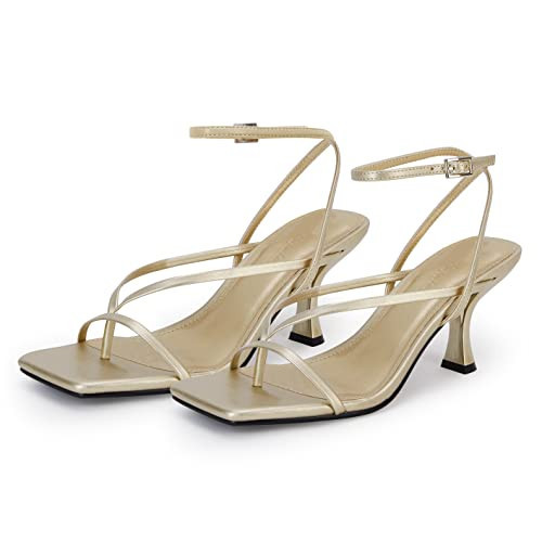 PiePieBuy Womens Kitten Heel Sandals Square Open Toe Ankle Buckle Strap Dress Shoes | Amazon (US)