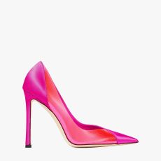 Fuchsia Satin and Hot Pink Neon Plexi Pumps | Jimmy Choo (FR)