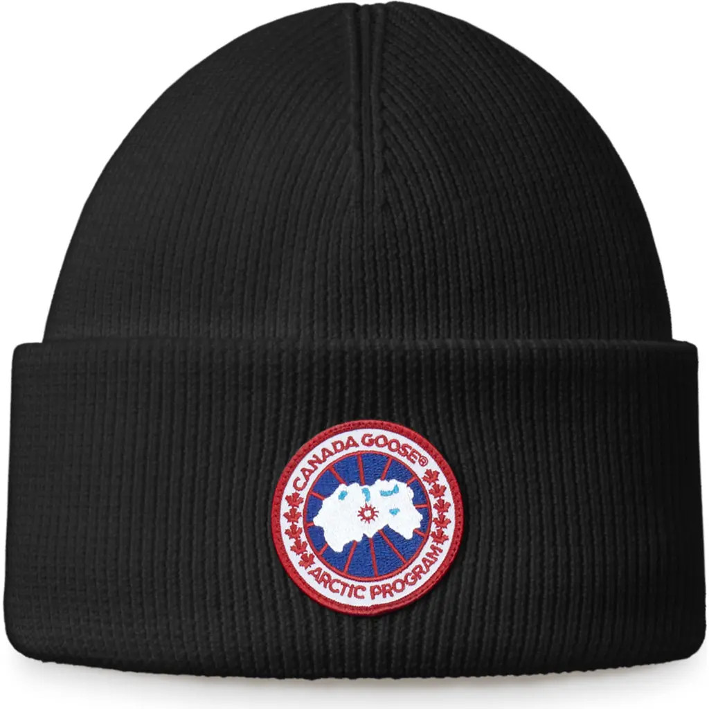 Canada Goose Kids' Arctic Disc Merino Wool Toque Beanie in Black at Nordstrom | Nordstrom