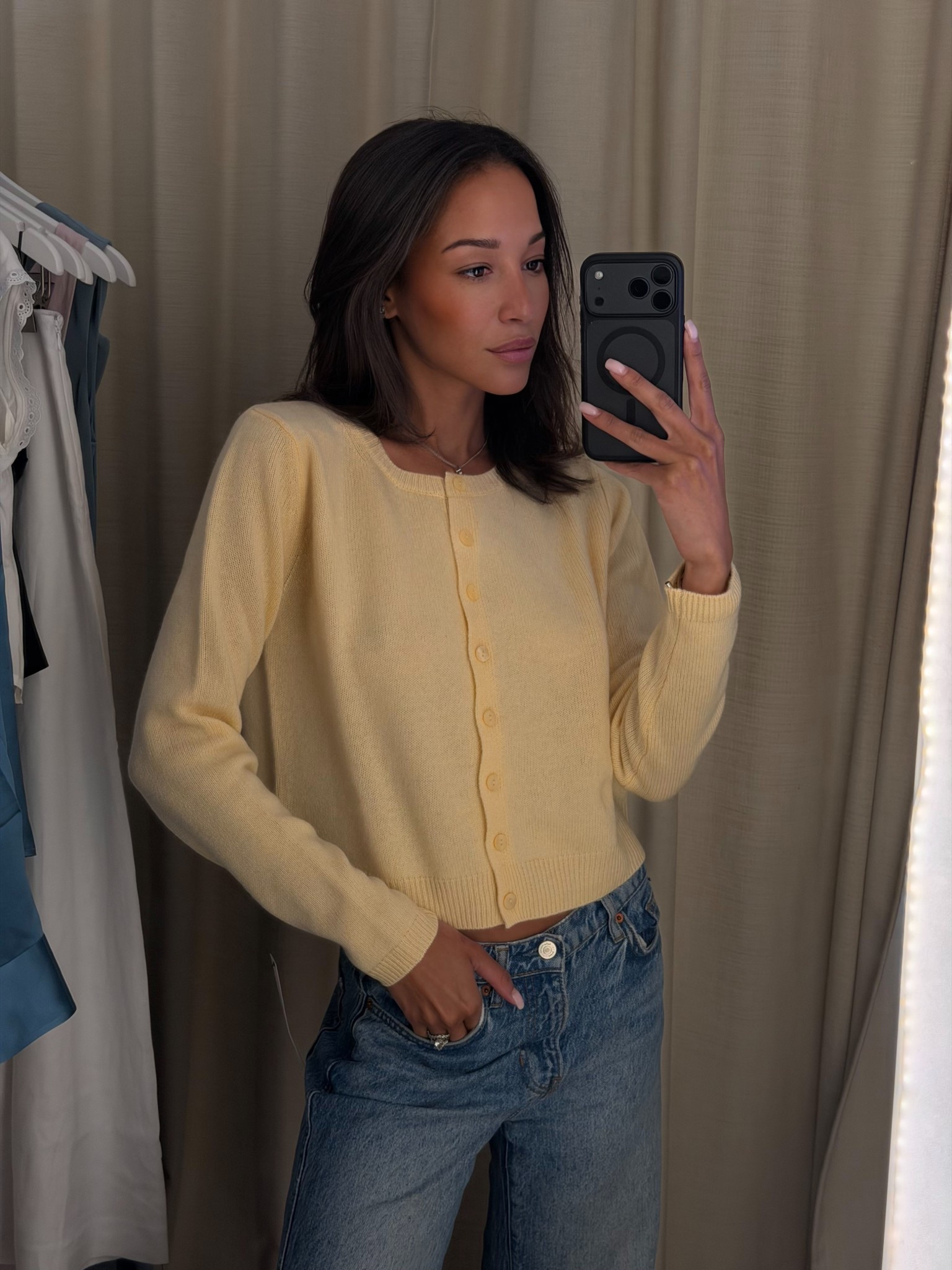 Reformation try on, cardi, spring, ootd 

#LTKuk #LTKsummer #LTKspring