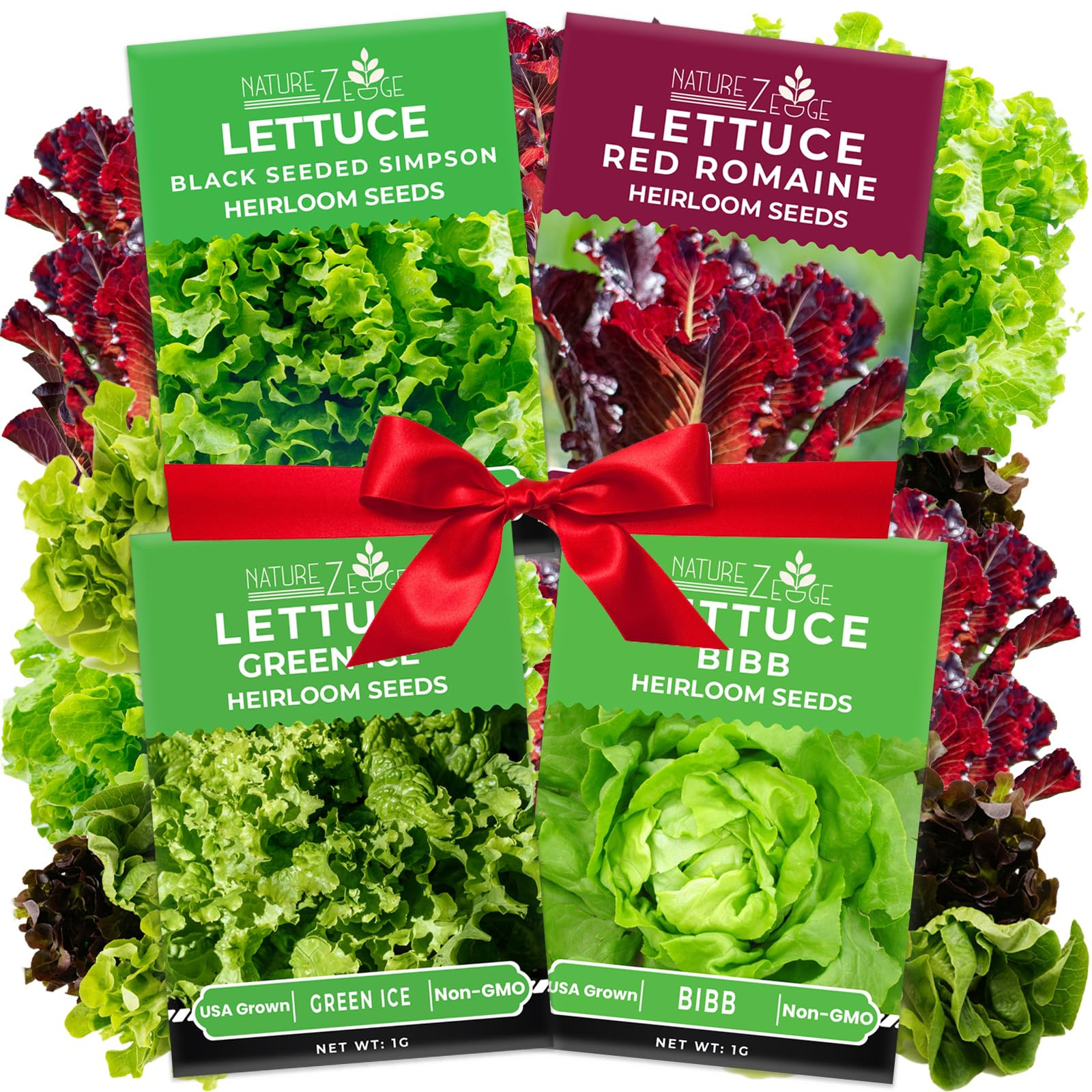 Lettuce Seeds for Planting, Red Romaine Lettuce, Bibb Butter Lettuce, Black Seeded Simpson, Green... | Amazon (US)