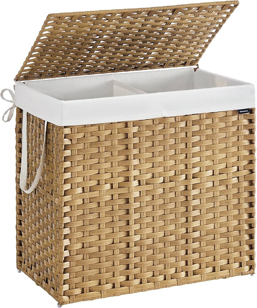 SONGMICS Laundry Hamper with Lid, 42.3 Gallon (160 L) Synthetic Rattan Clothes Laundry Basket wit... | Amazon (US)
