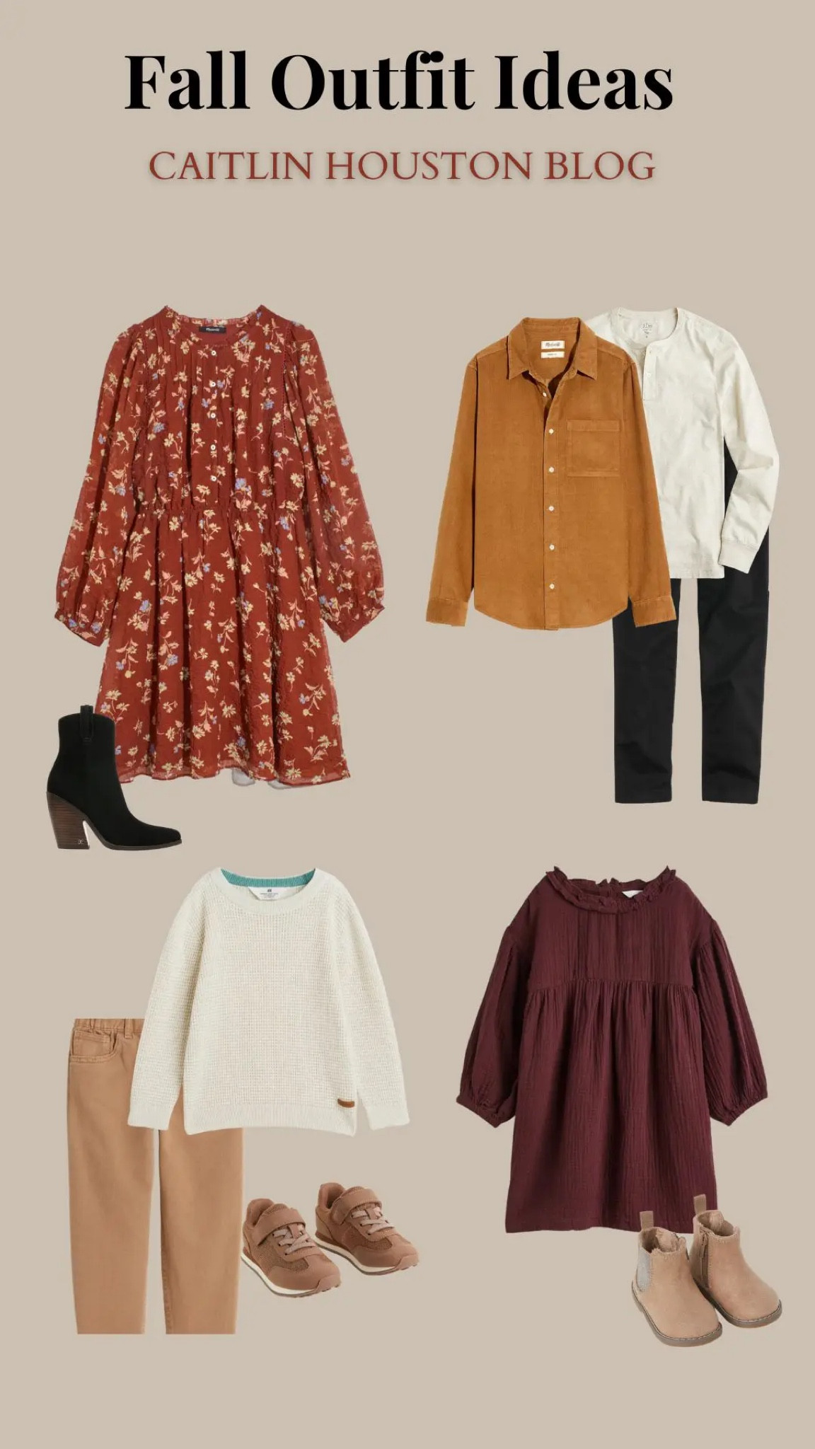 Fall Family Outfits - Maroon, Brown, Cream, Orange color scheme. 

#LTKKids #LTKFamily