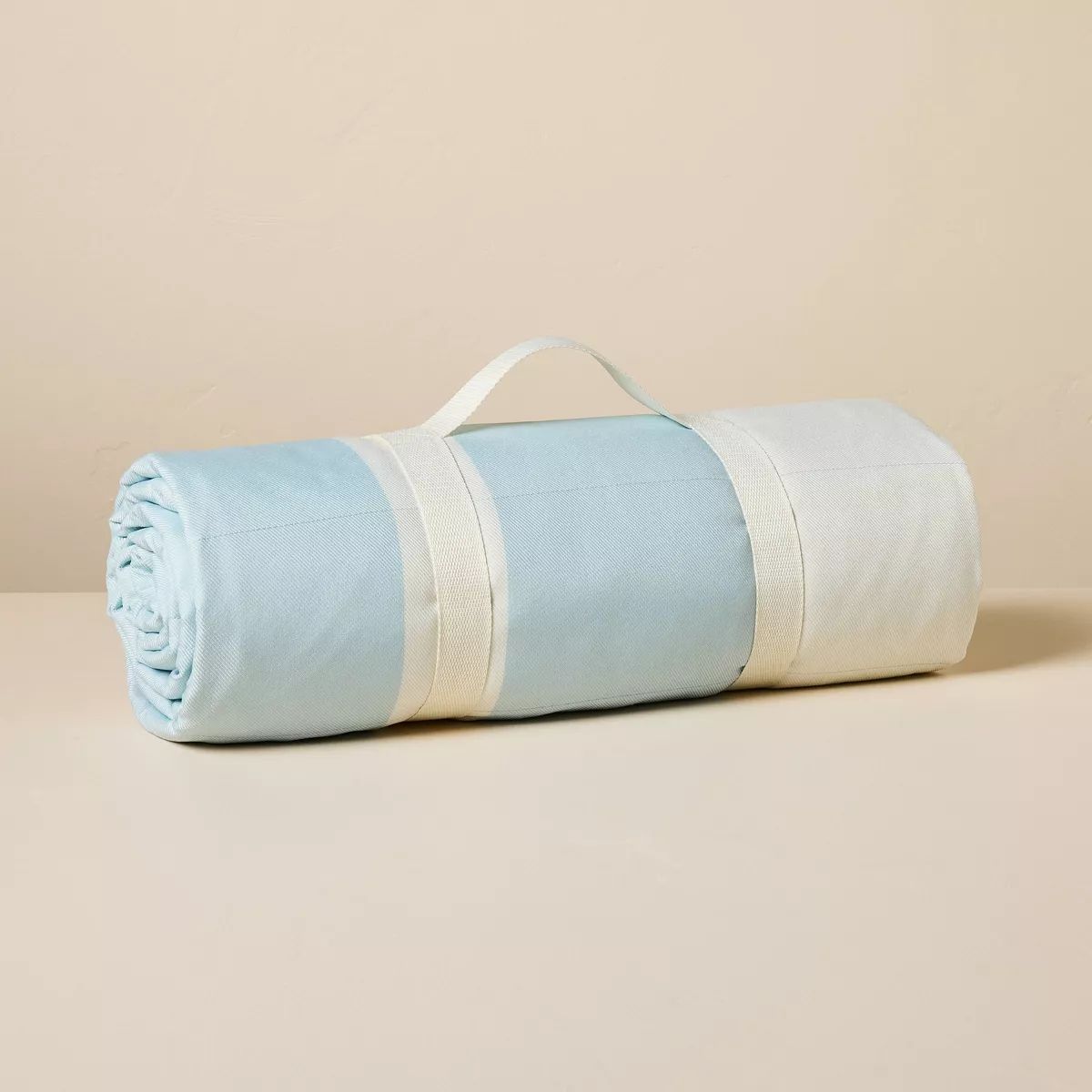 72"x72" Bold Stripe Picnic Blanket Cream/Light Blue/Red - Hearth & Hand™ with Magnolia | Target