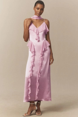 Mare Mare Sleeveless Ruffled Satin Chiffon Maxi Dress | Anthropologie (US)