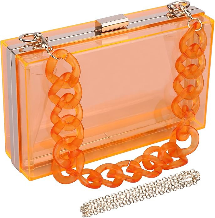 Women Acrylic Transparent Gold star Evening Bags Purses Clutch Vintage Banquet Handbag | Amazon (US)