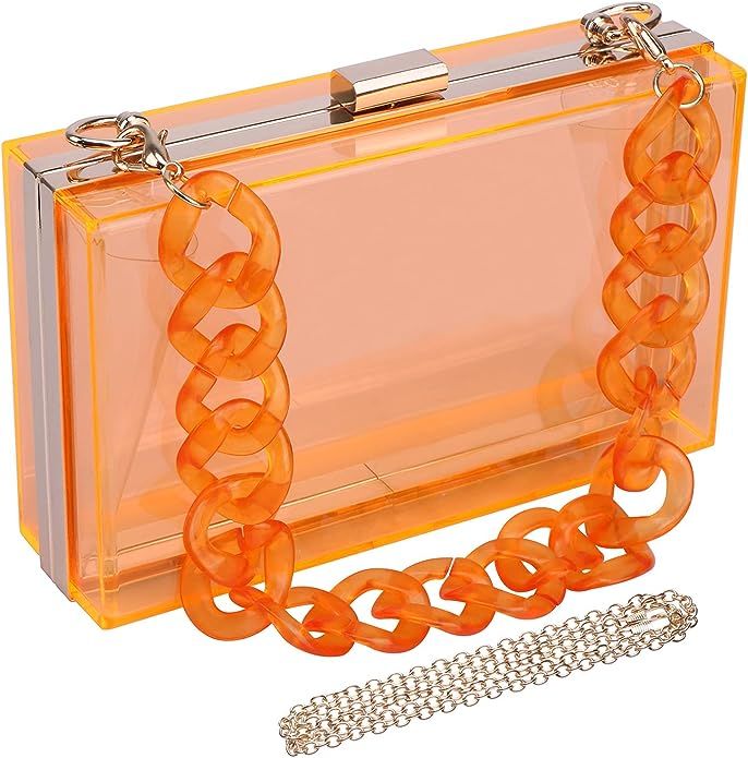 Women Acrylic Transparent Gold star Evening Bags Purses Clutch Vintage Banquet Handbag | Amazon (US)