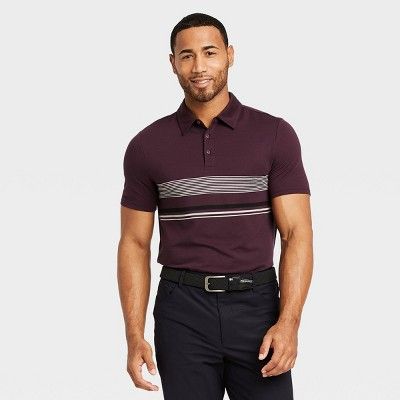 Men's Chest Stripe Golf Polo Shirt - All in Motion™ | Target