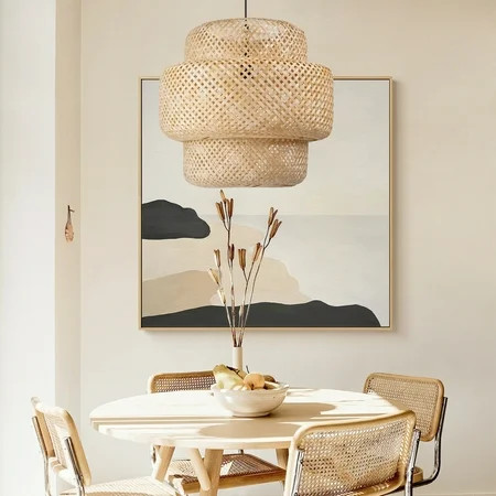 FAFIAR Rattan Pendant Light Chandelier Rattan Lamp Shade Handmade Natural 1 Light 11.7 | Walmart (US)