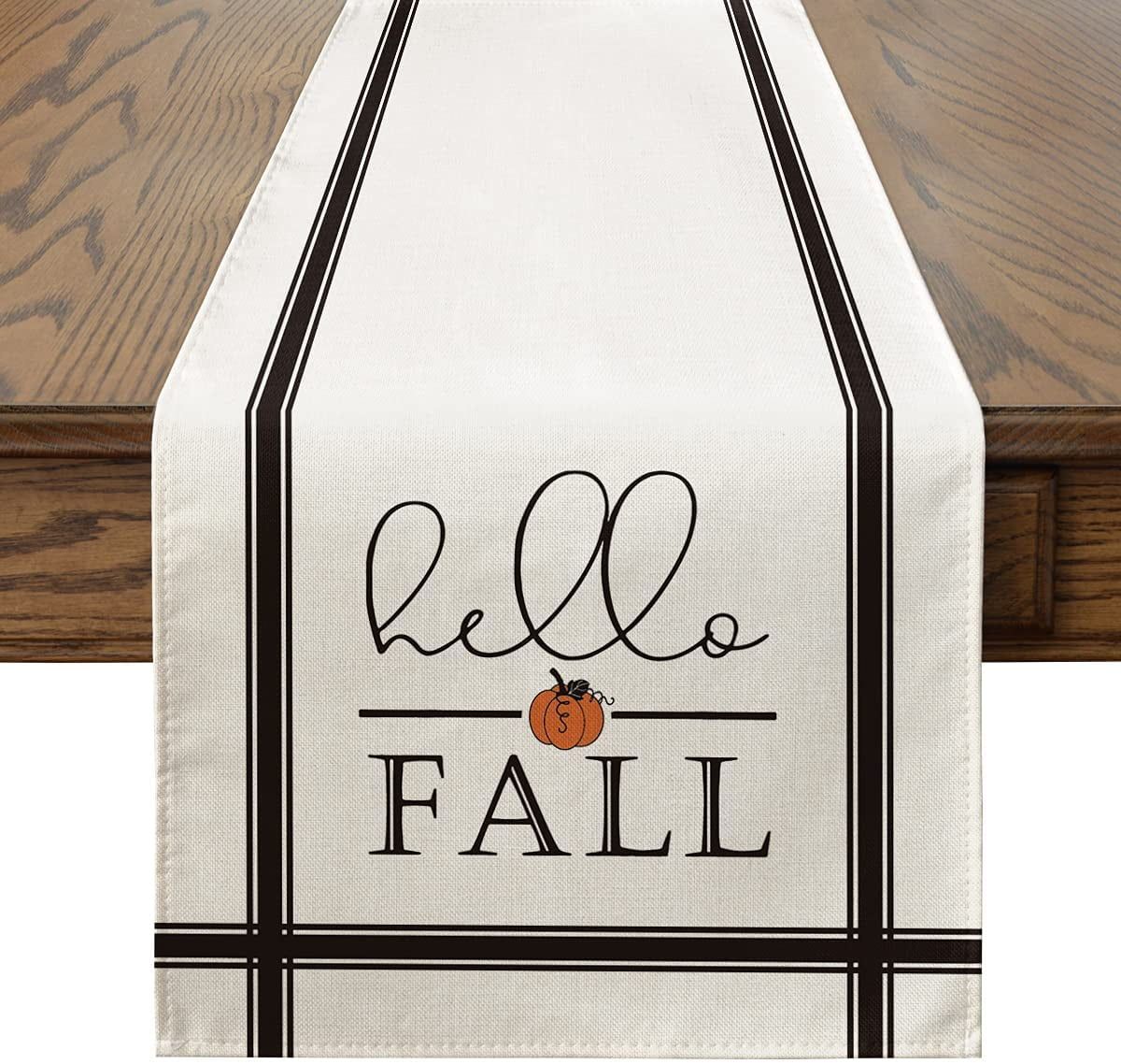 BLUUXIN Pcrown Fall Pumpkin Table Runner, Seasonal Harvest Vintage Thanksgiving Kitchen Dining Ta... | Walmart (US)