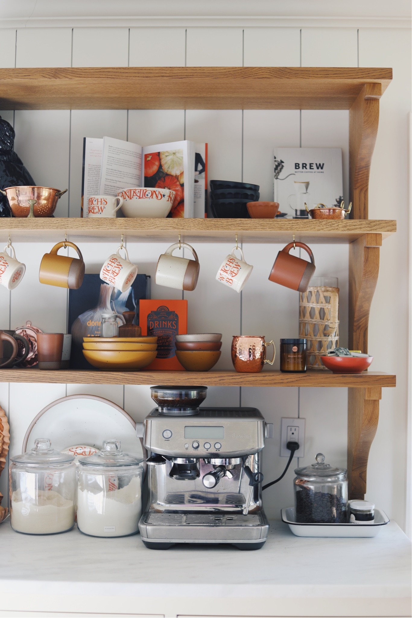 fall coffee bar espresso machine ceramic mugs glass jars 

#LTKstyletip #LTKhome #LTKSeasonal