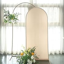 Efavormart 6ft Beige Spandex Fit Round Top Backdrop Frame Stand Cover, 2-Sided Wedding Arch Cover | Amazon (US)