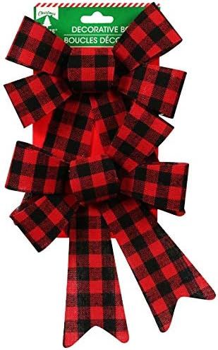 GBI Christmas House Red and Black Buffalo Plaid Bows (Set of 2) | Amazon (US)