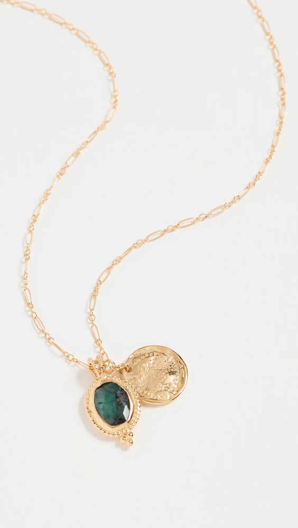 Chan Luu 18K Gold Plated Emerald Pendant Necklace | Shopbop | Shopbop