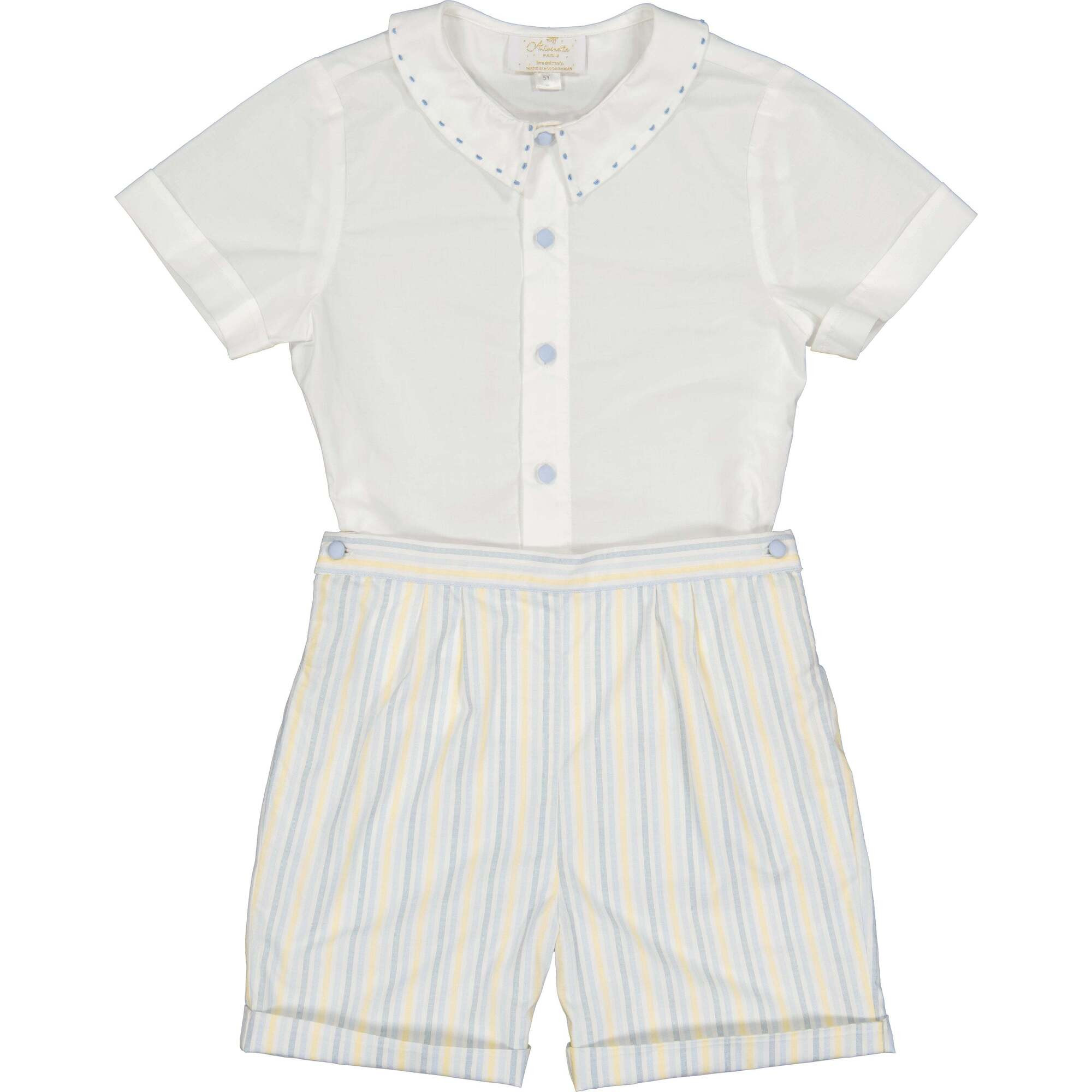 William Stripe Shorts & Shirt, Blue | Maisonette