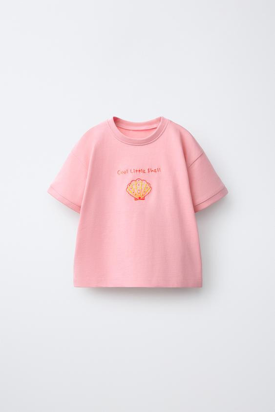 SHELL EMBROIDERED T-SHIRT | Zara US