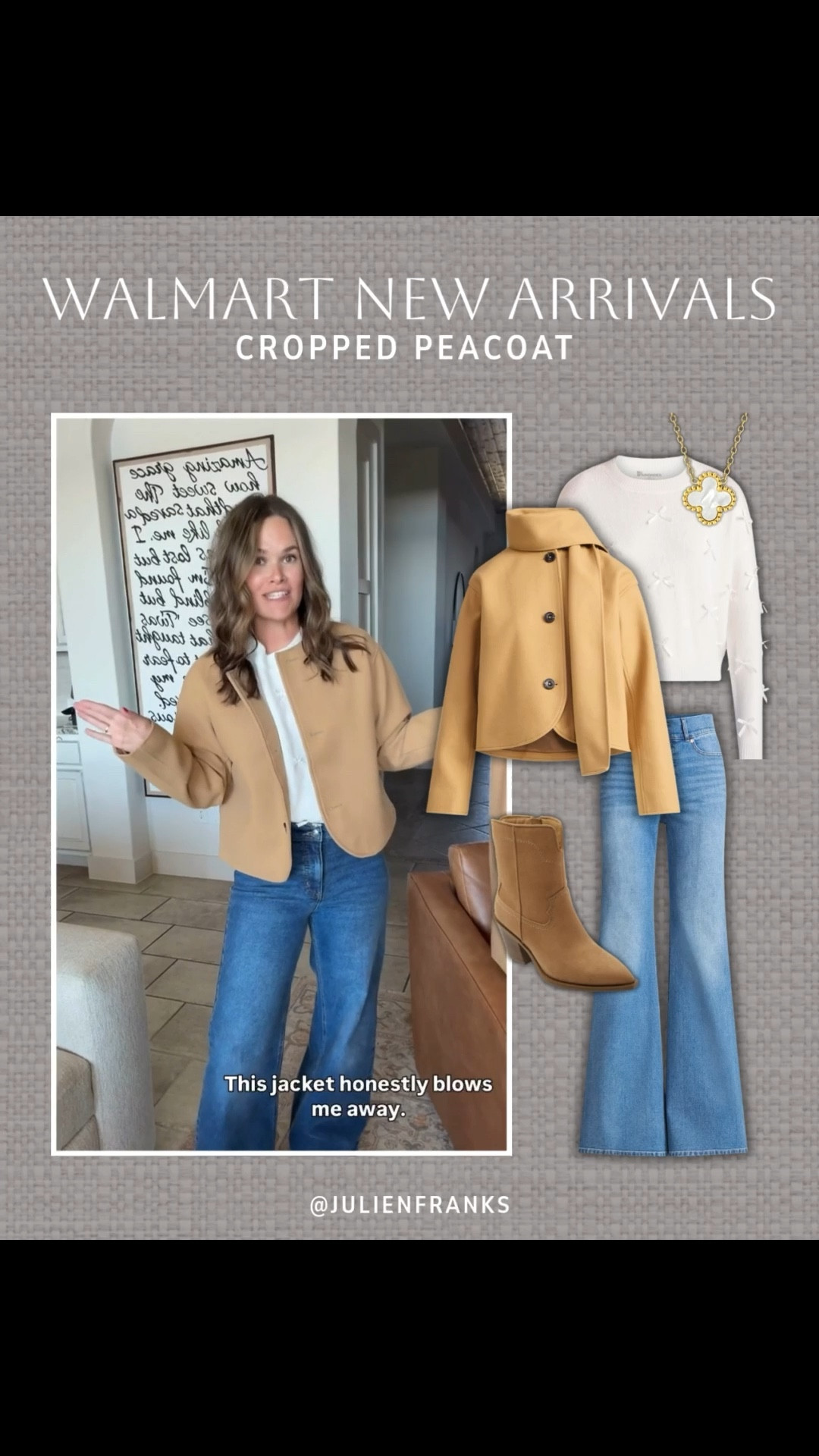 This cropped peacoat from Walmart is so stunning! 😍 Comes in a few colors, and makes such a great layering piece for cold weather looks. 

#walmartfinds #croppedpeacoat #peacoat #winteroutfit #casualoutfit #denim #widelegjeans #sweater #layeringpieces #closetstaples

#LTKHoliday #LTKSeasonal #LTKFindsUnder50