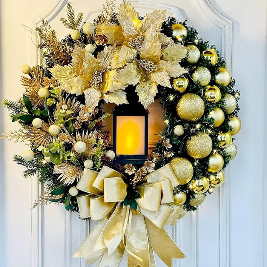 20in Christmas Decorations - Christmas Wreaths for Front Door, with LED Oil Lamp Artificial Chris... | Amazon (US)