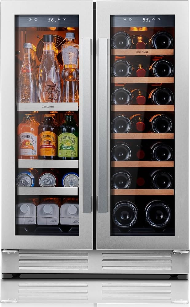 Ca'Lefort Wine and Beverage Refrigerator 24 Inch, 60 Can and 20 Bottle Wine Fridge Dual Zone 36°... | Amazon (US)