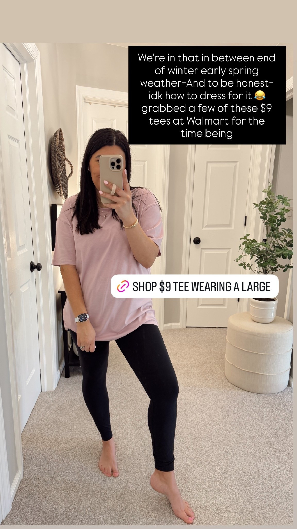 We’re in that in between end of winter early spring weather-And to be honest-idk how to dress for it 😂 grabbed a few of these $9 tees at Walmart for the time being