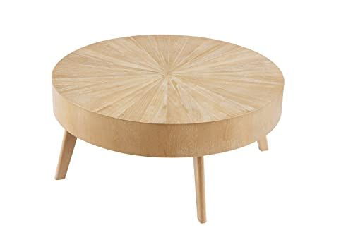 Gexpusm Round Wood Coffee Table, Farmhouse Round Coffee Table for Living Room, Solid Wood Circle ... | Amazon (US)