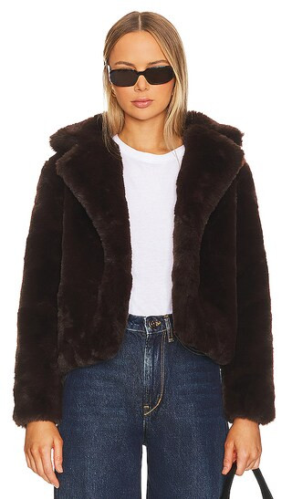 Eva Faux Fur Coat in Chocolate | Revolve Clothing (Global)