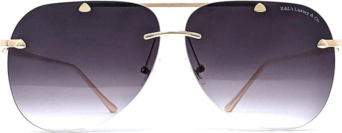 K&L's Luxury & Co. Gold Metal Alloy Aviator Sunglasses K02122021 Gradient Rimless Lens for Men an... | Amazon (US)
