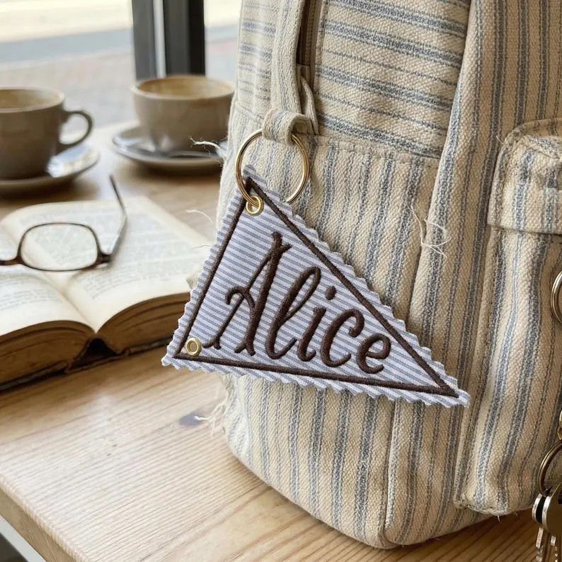 Custom Pennant Flag Bag Charm Tag, Personalized Embroidered Keychain, Gifts for Her, Mother's Day... | Etsy (Global)