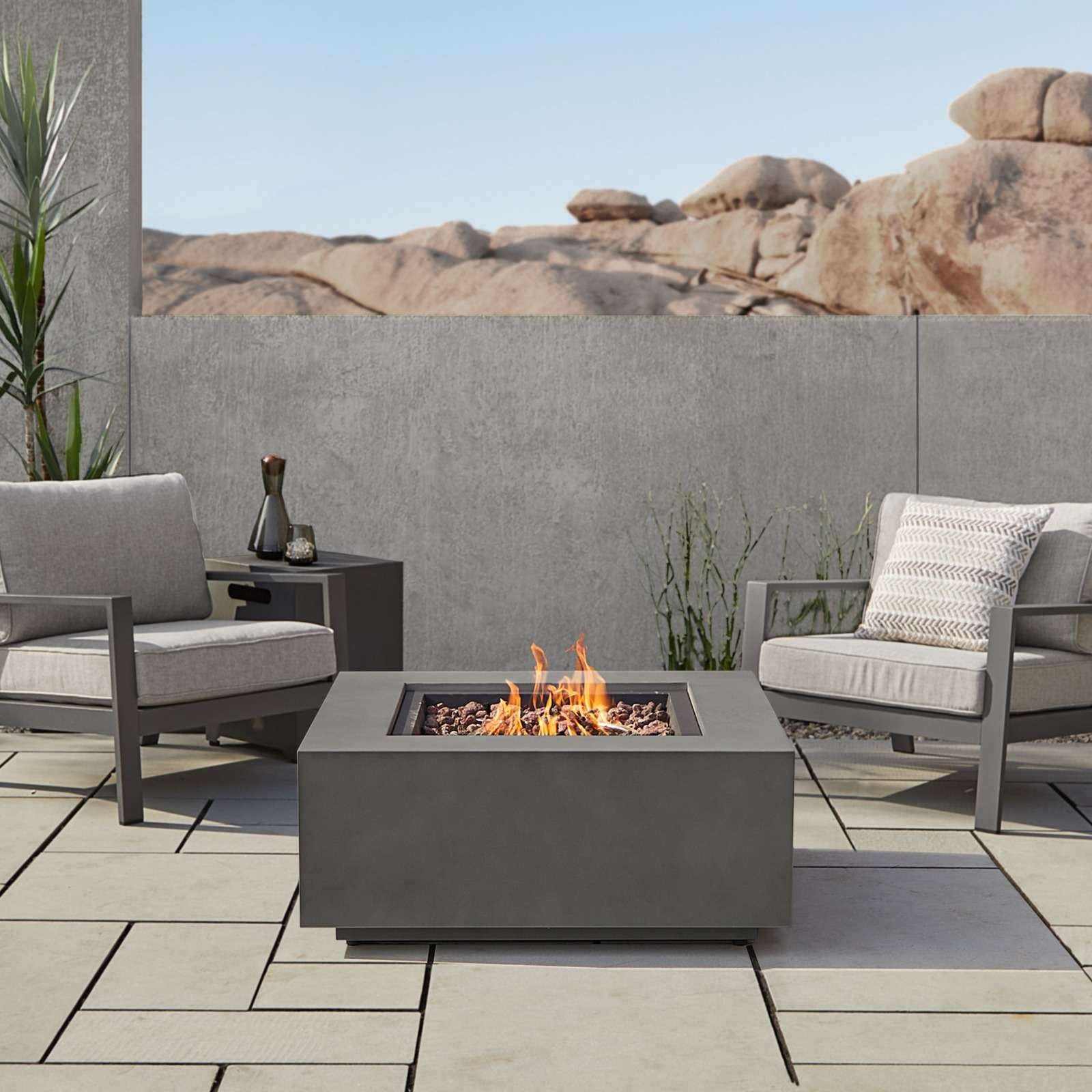 Aegean Square Propane or Natural Gas Fire Pit Table | Real Flame