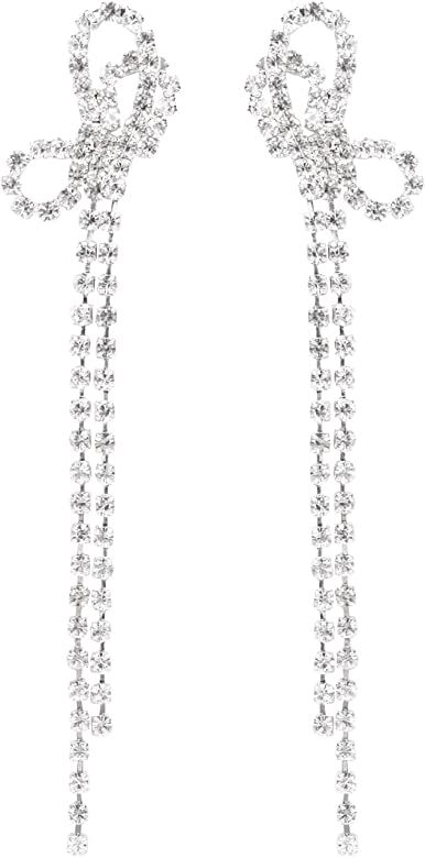 Pendant Earrings Silver Dangle Earrings Women's Rhinestone Earrings Lightweight Ear Studs Crystal... | Amazon (US)