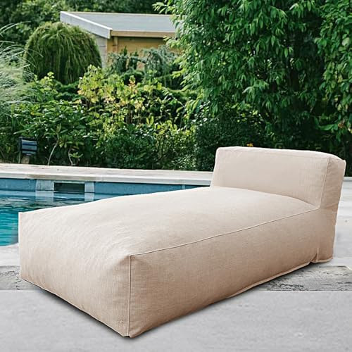 OPEAK Outdoor Bean Bed Chair Sun Lounger, Outdoor Couch Sofa for Patio & Pool, Foam Filling Day Bed Furniture, Comfy Lazy Sofa for Outside, Water-Resistant Seating (Light Beige, 70'' L) | Amazon (US)