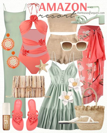 Shop these Amazon Vacation Outfit and Resortwear finds! Summer outfit Beach travel outfit, maxi dress, swimsuit sarong, matching sets, mini dress, sundress, raffia bag, Tory Burch Miller sandals, Loeffler Randall straw tote and more! 

#LTKTravel #LTKShoeCrush #LTKSwim