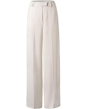 AOBRICON Womens Wide Leg Pants Loose Minimalist Plain Trousers High Waist Casual Long Wide Leg Pa... | Amazon (US)