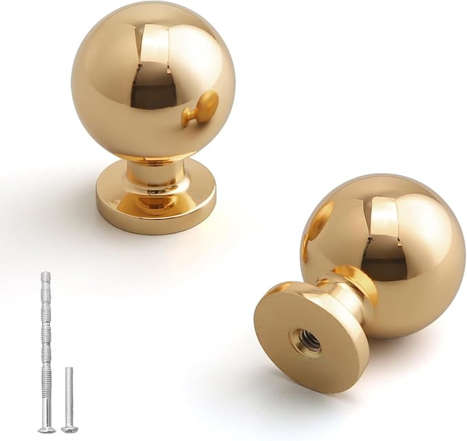 YAGU Modern 10 Pack Polished Brass Kitchen Drawer Knobs Cabinet Pulls Bright Gold Dresser Furnitu... | Amazon (US)