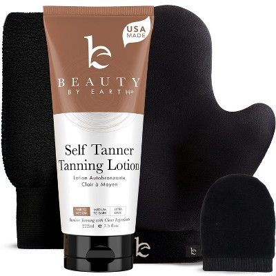 Beauty by Earth Self Tanner Lotion and Self Tanning Mitt - Fair to Medium, 7.5oz | Target