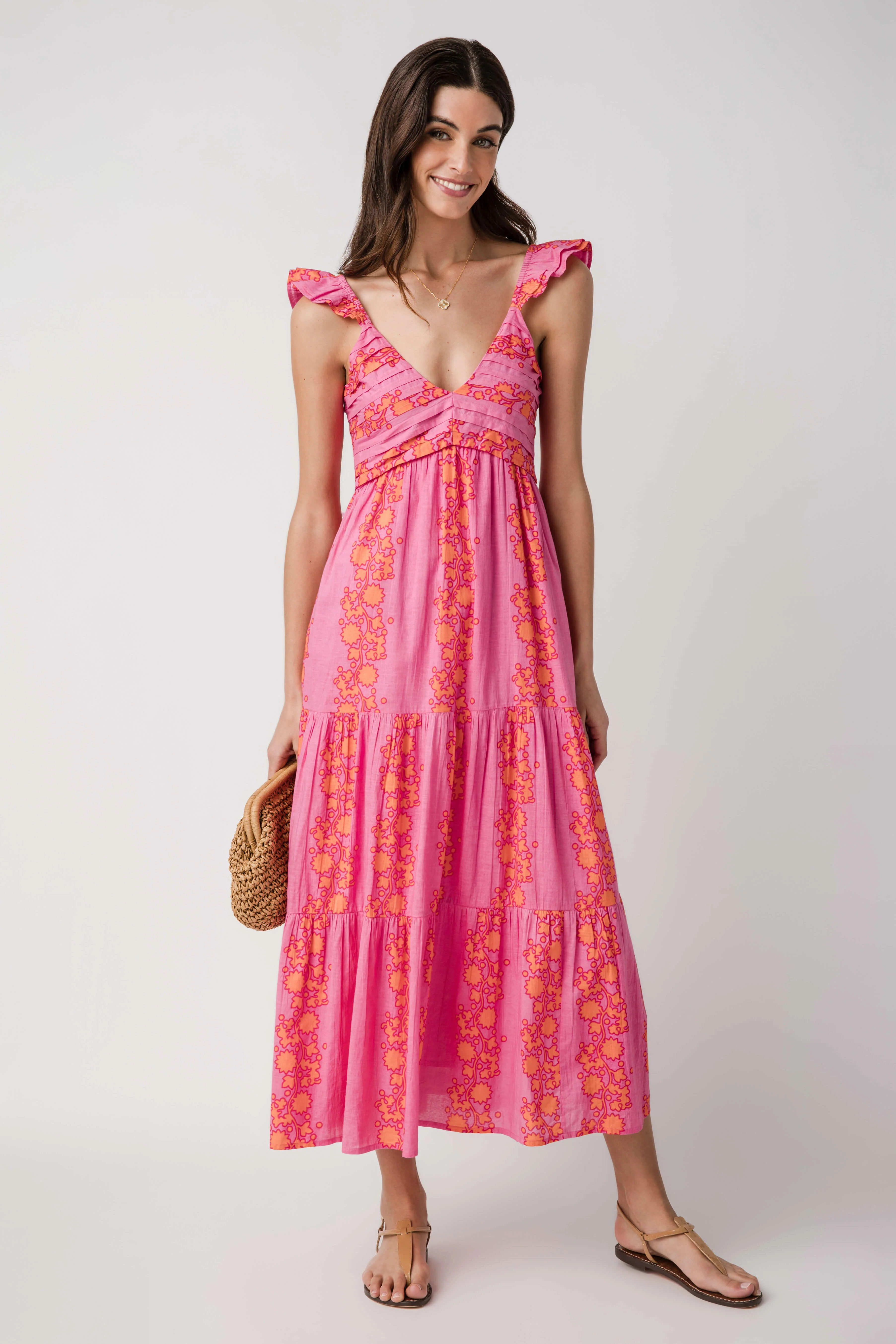 THML Vneck Tiered Maxi Dress | Social Threads