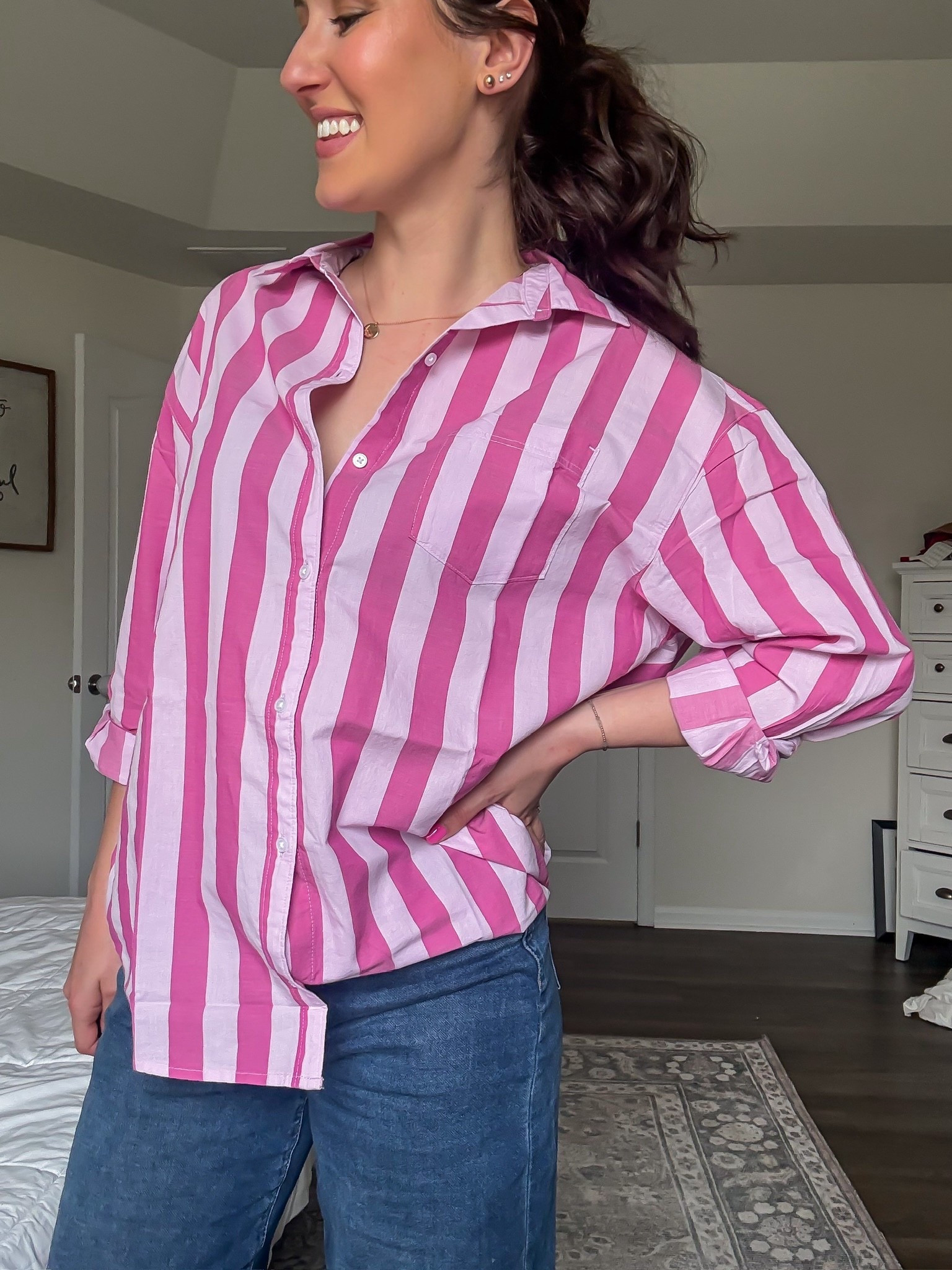 Spring workwear find - striped button down shirt from old navy 💕

#LTKSeasonal #LTKWorkwear #LTKgrwm