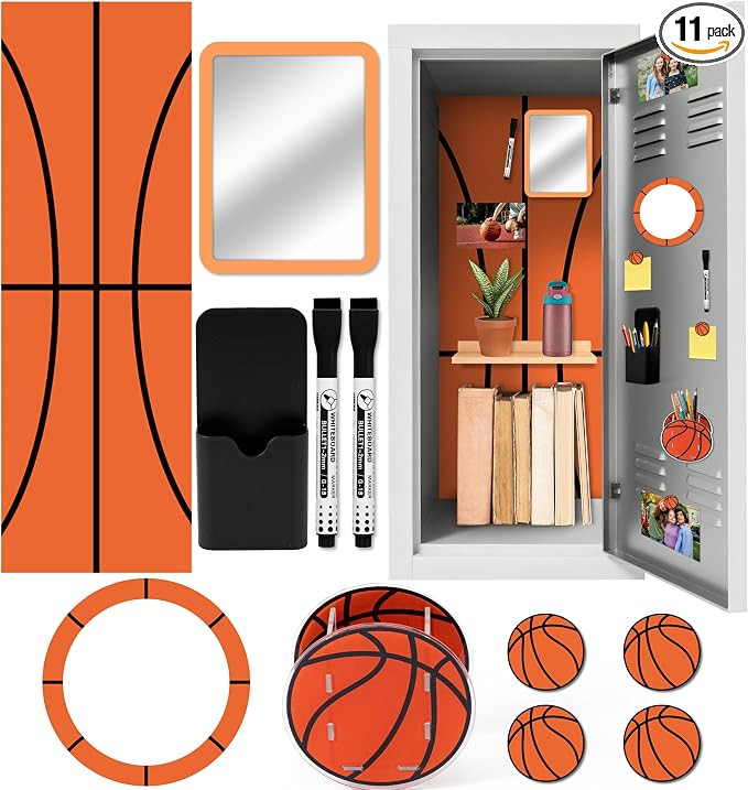Basketball Locker Accessories Kit - 11Pcs Sport Themed Locker Organizer and Decorating Kit Back t... | Amazon (US)